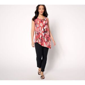 Women Control Women's Petite Set PXL Asymmetrical Tank Slim Ankle Pink A643356